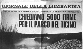 Giornale della Lombardia 1972, raccolta di firme per l'istituzione del Parco